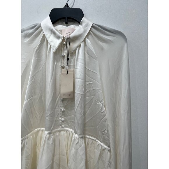 NWTD CINQ À SEPT Size M Evan Oversize Silk Top In Ivory MSRP $395 - Picture 12 of 15